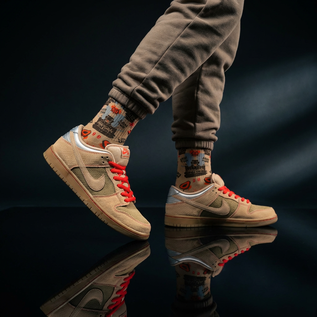 Nike SB Dunk Low Som Tum Canvas and Parachute Beige matching Crew Socks | Thai