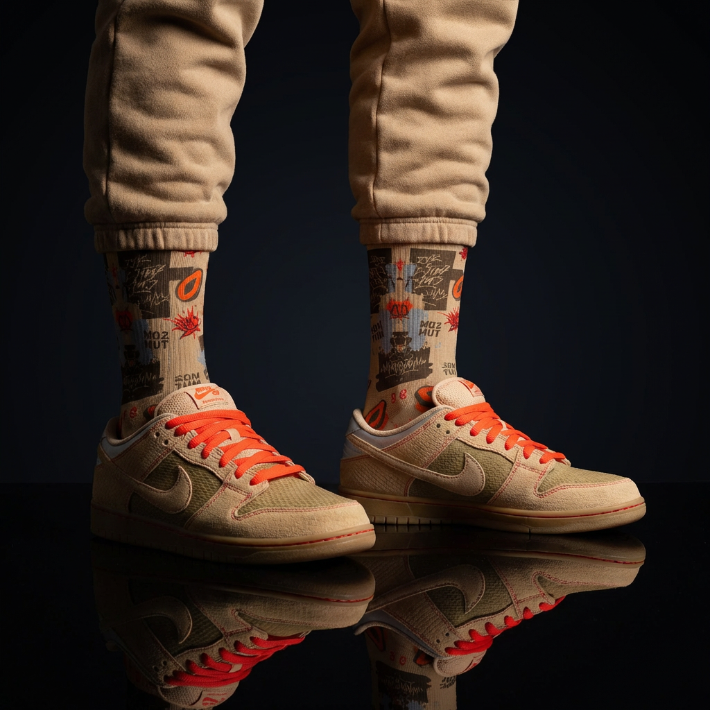 Nike SB Dunk Low Som Tum Canvas and Parachute Beige matching Crew Socks | Thai