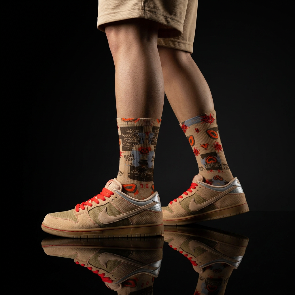 Nike SB Dunk Low Som Tum Canvas and Parachute Beige matching Crew Socks | Thai
