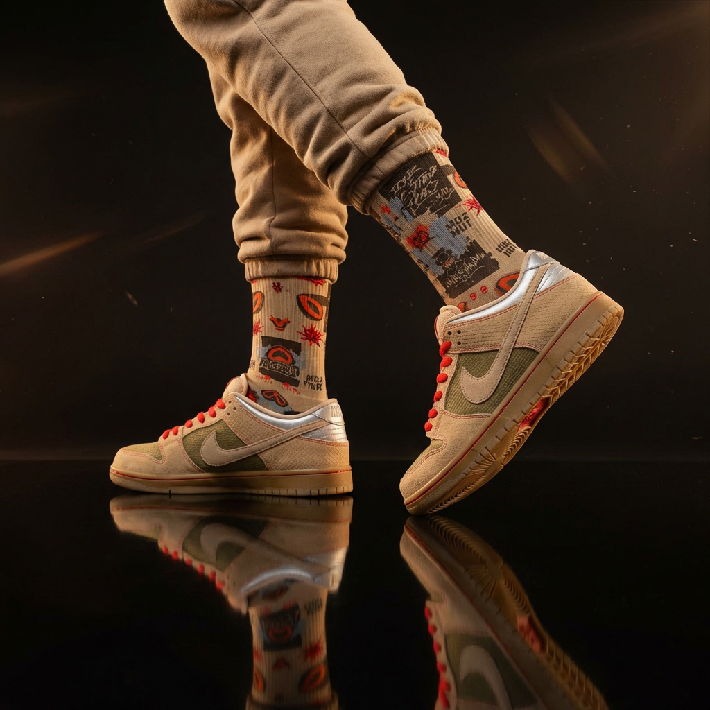 Nike SB Dunk Low Som Tum Canvas and Parachute Beige matching Crew Socks | Thai