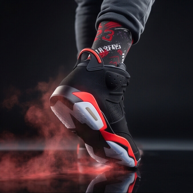 Jordan 6 Retro Reverse Infrared Salesman matching Crew Socks | Statement Basketball Socks Streetwear
