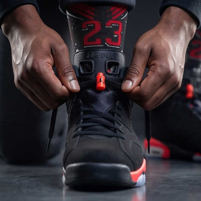Jordan 6 Retro Reverse Infrared Salesman matching Crew Socks | Statement Basketball Socks Streetwear