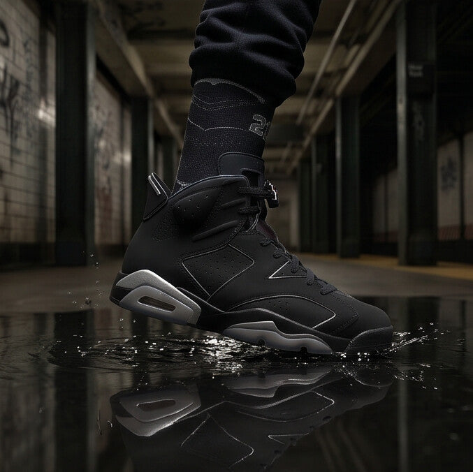 Jordan 6 Retro Cap and Gown matching Crew Socks | Black Graduation Achievement