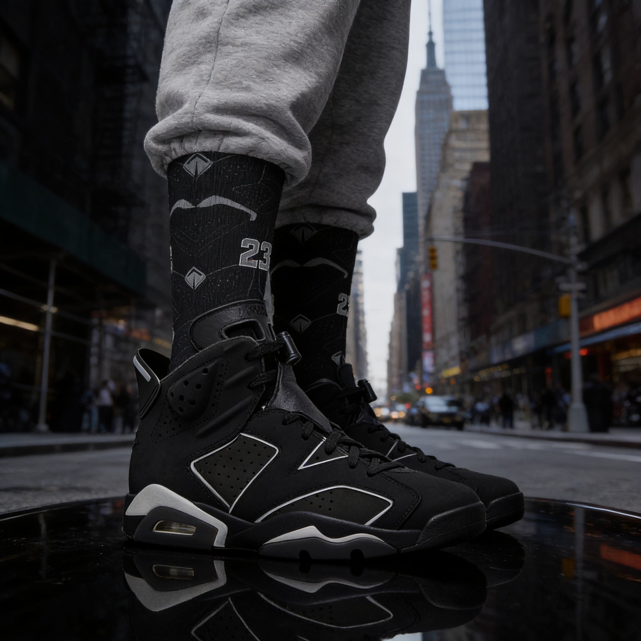 Jordan 6 Retro Cap and Gown matching Crew Socks | Black Graduation Achievement