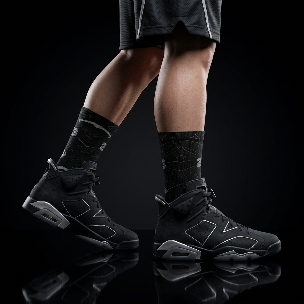 Jordan 6 Retro Cap and Gown matching Crew Socks | Black Graduation Achievement