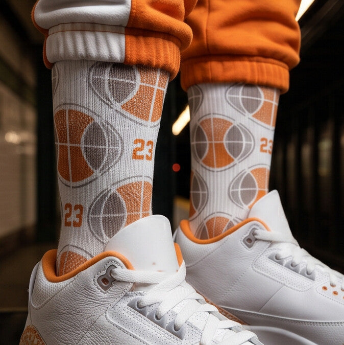 Wmns Jordan 3 Orange Citrus matching Crew Socks | Fresh Urban Basketball Streetwear