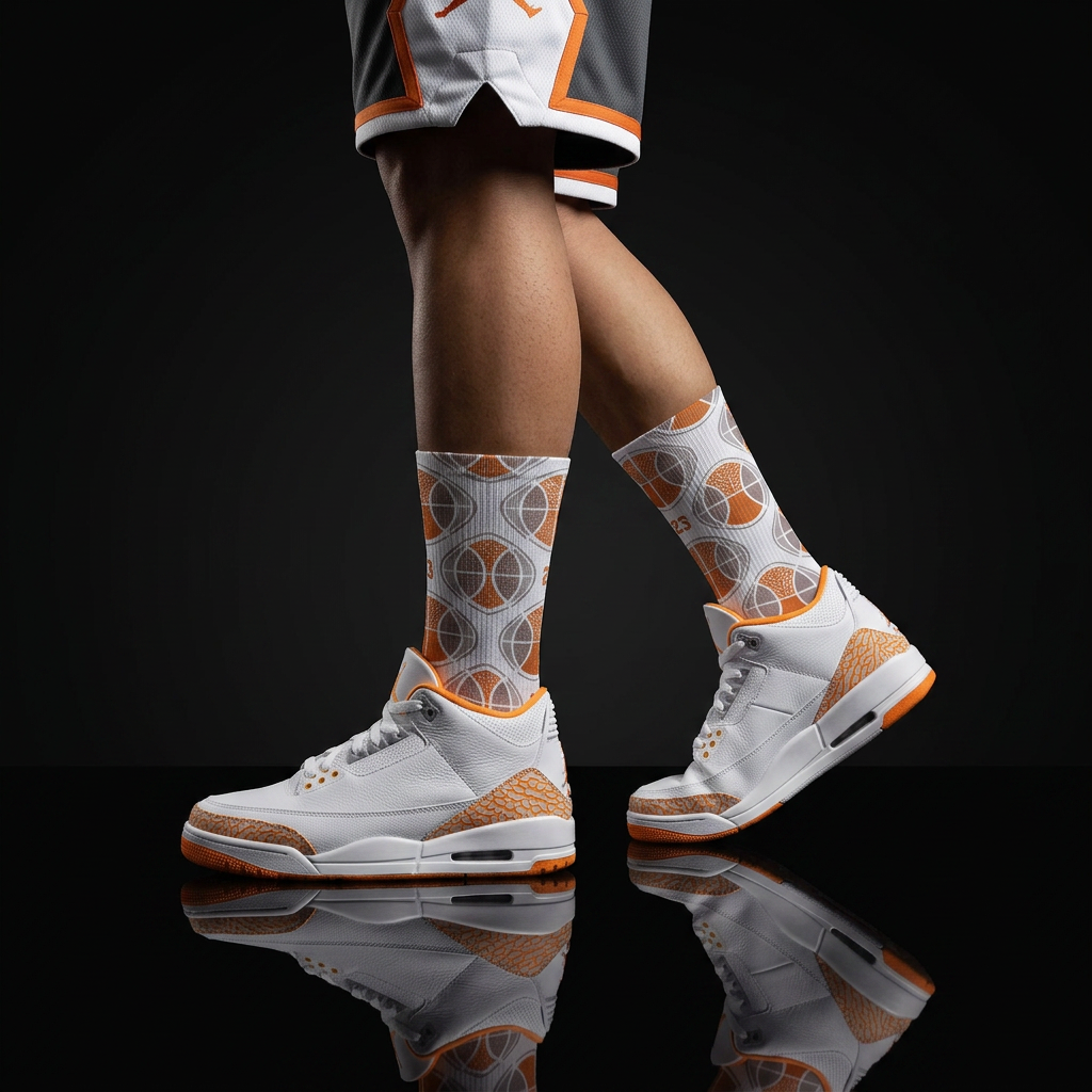 Wmns Jordan 3 Orange Citrus matching Crew Socks | Fresh Urban Basketball Streetwear