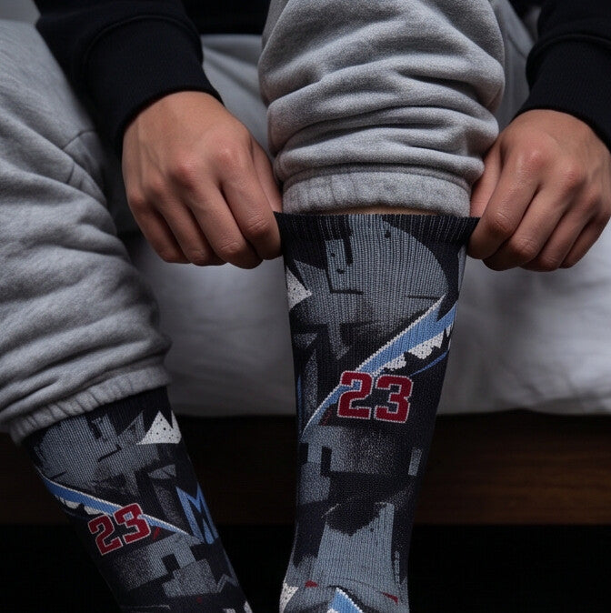 Jordan 5 Retro OG Black Metallic Reimagined matching Crew Socks | Fighter Jet Aviation Streetwear