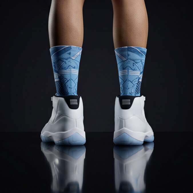 Jordan 11 Retro Columbia Legend Blue 2024 matching Crew Socks | UNC Carolina Blue Streetwear