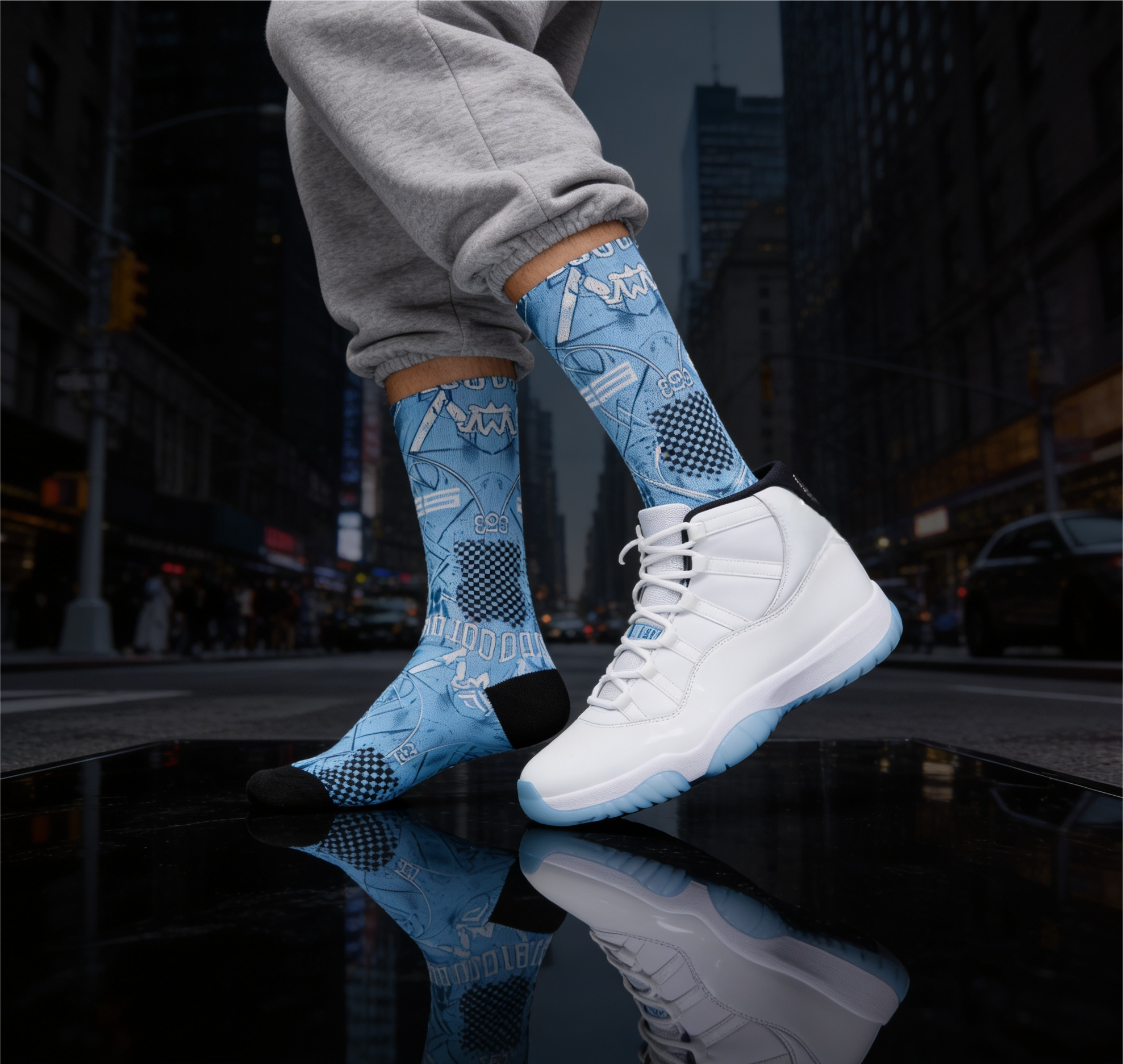 Jordan 11 Retro Columbia Legend Blue 2024 matching Crew Socks | UNC Carolina Blue Streetwear