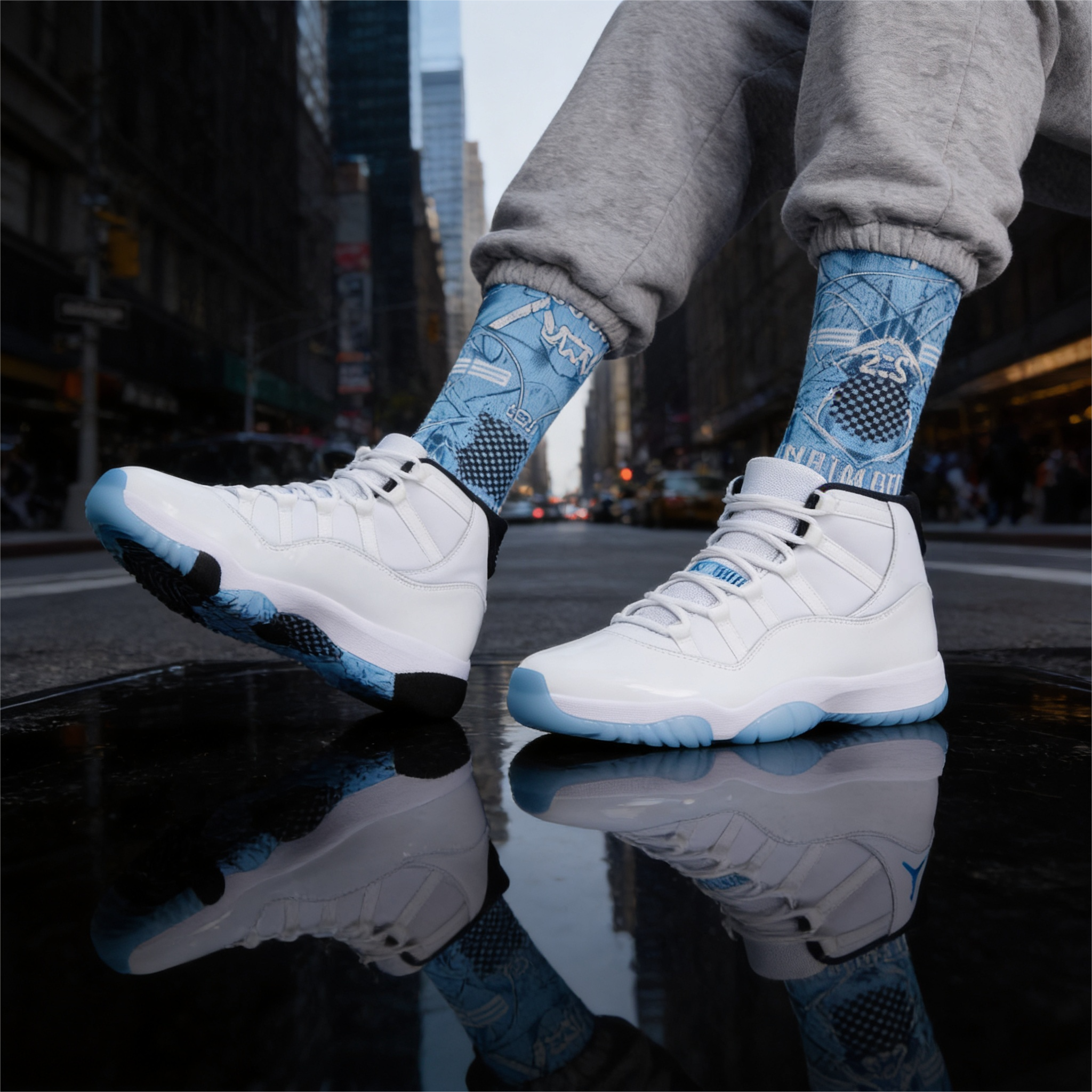 Jordan 11 Retro Columbia Legend Blue 2024 matching Crew Socks | UNC Carolina Blue Streetwear