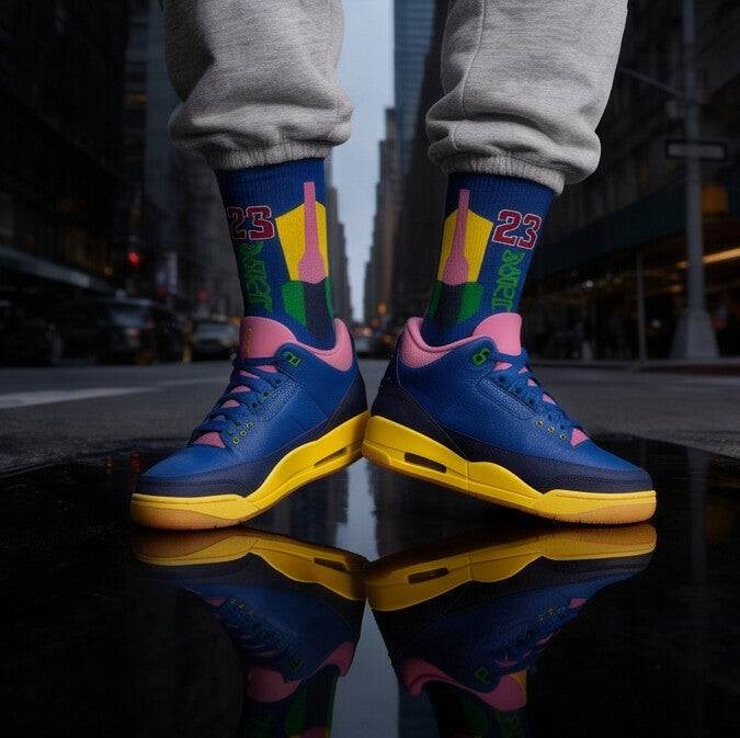 Matching Socks for Jordan 3 Retro Brazil Inspired Design