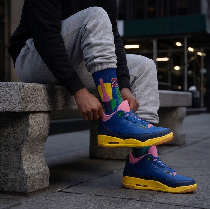 Matching Socks for Jordan 3 Retro Brazil Inspired Design