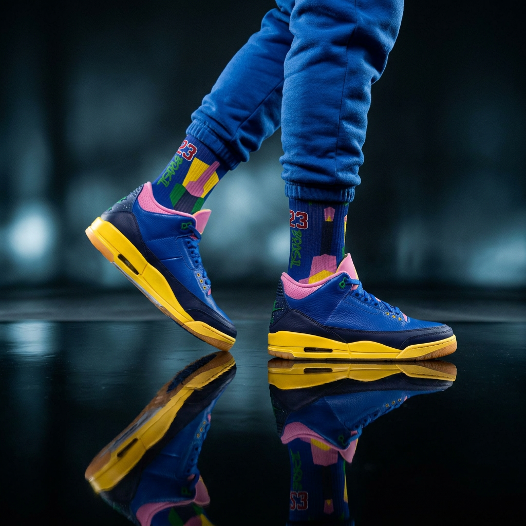 Matching Socks for Jordan 3 Retro Brazil Inspired Design