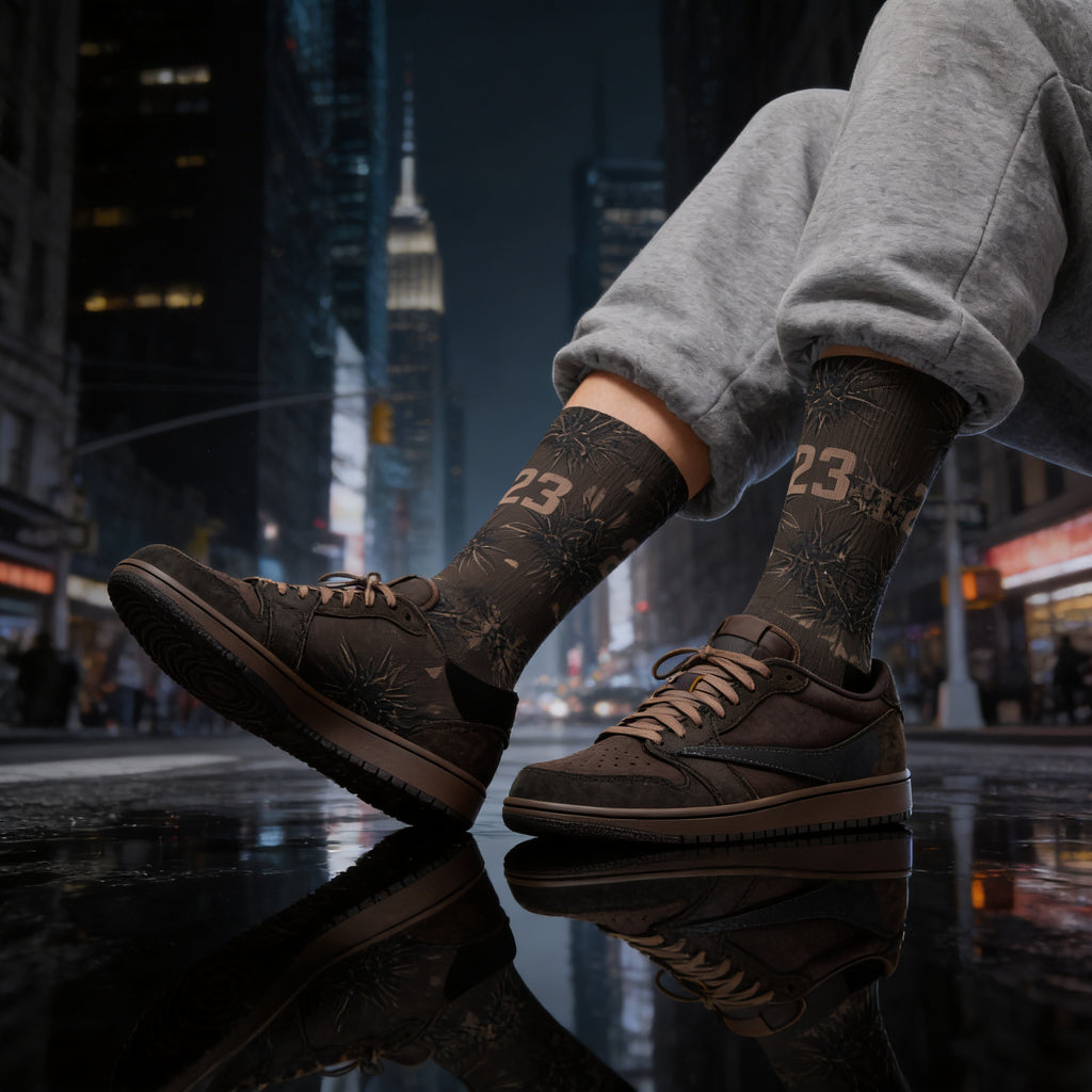 Matching Socks for Travis Scott x Jordan 1 Low OG Velvet Brown Inspired Design