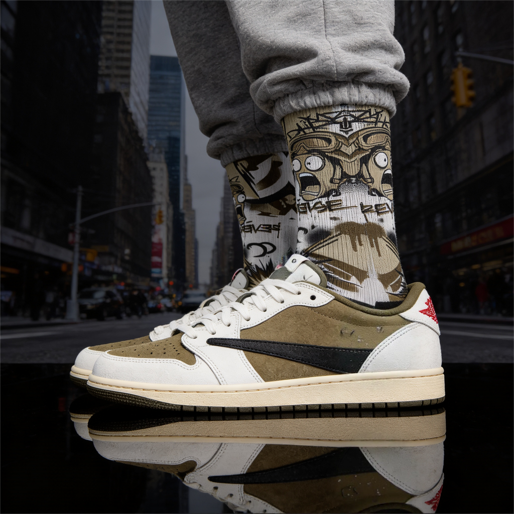 Matching Socks for Travis Scott x Jordan 1 Low OG Reverse Olive