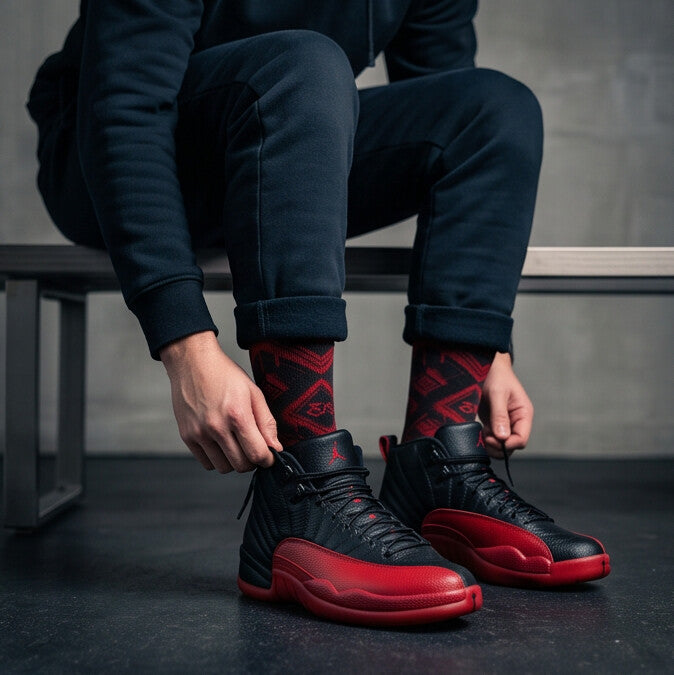 Matching Socks for Jordan 12 Retro Flu Game 2016 Inspired Design