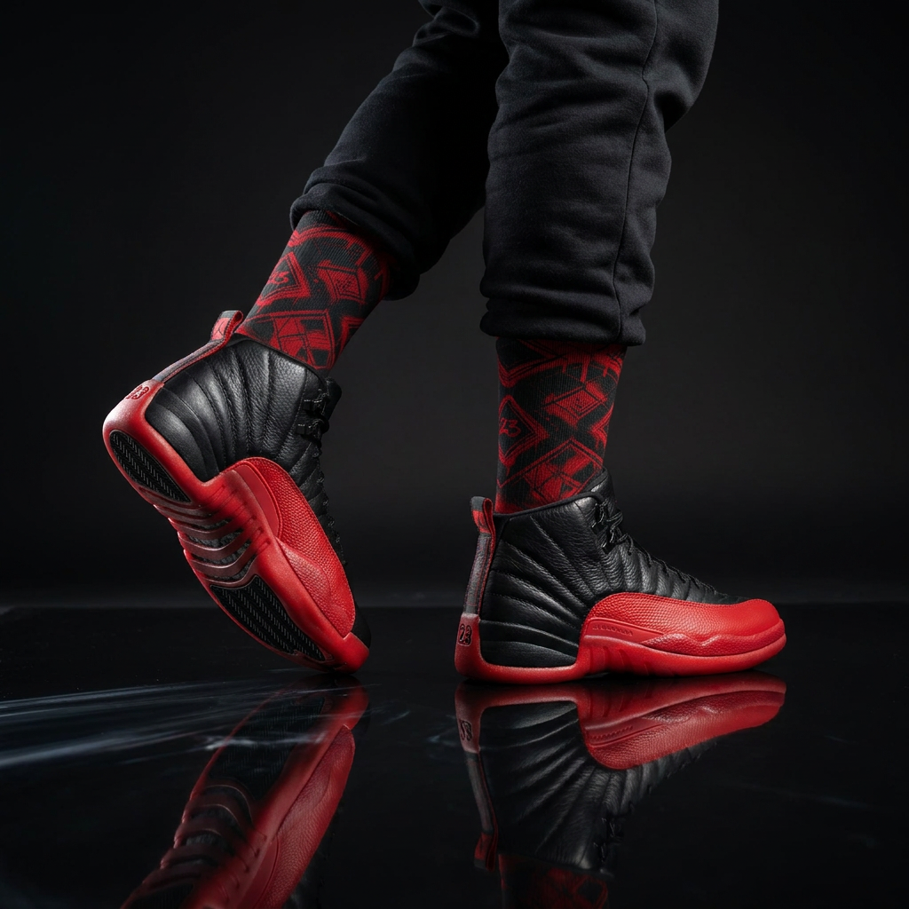 Matching Socks for Jordan 12 Retro Flu Game 2016 Inspired Design
