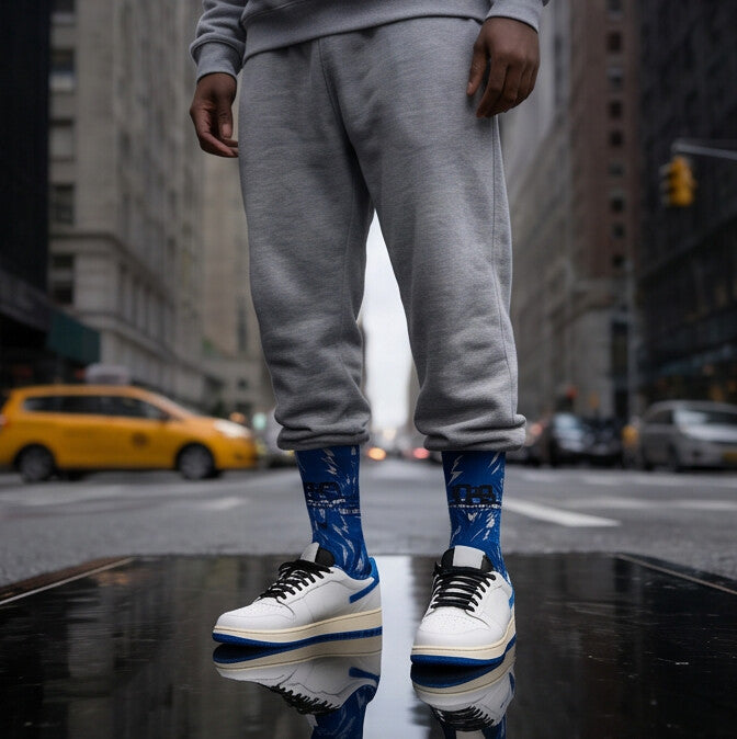 Matching Socks for Fragment Design x Travis Scott Jordan 1 Low OG Sail Military Blue Inspired Design