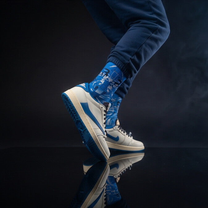 Matching Socks for Fragment Design x Travis Scott Jordan 1 Low OG Sail Military Blue Inspired Design