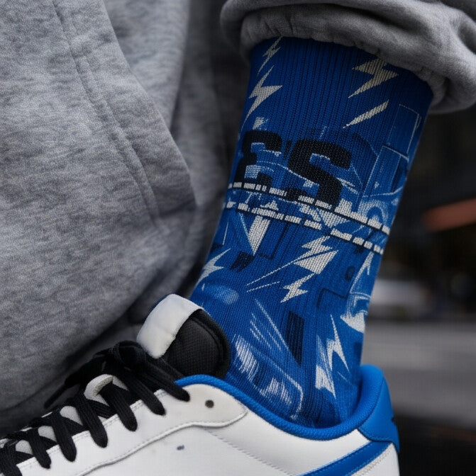 Matching Socks for Fragment Design x Travis Scott Jordan 1 Low OG Sail Military Blue Inspired Design