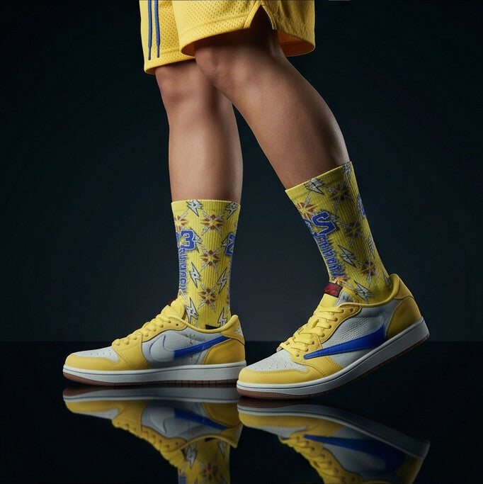 Matching Socks for Travis Scott x Wmns Jordan 1 Retro Low OG Canary Inspired Design