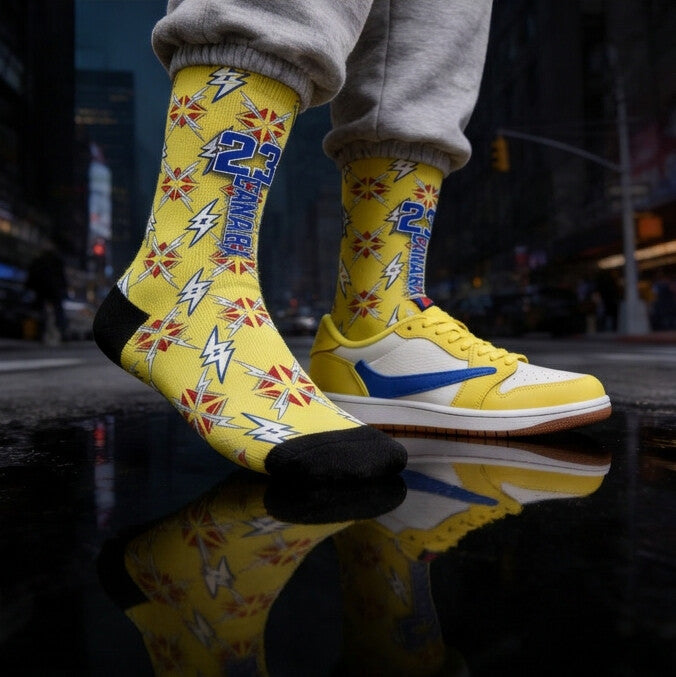 Matching Socks for Travis Scott x Wmns Jordan 1 Retro Low OG Canary Inspired Design