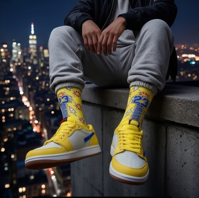 Matching Socks for Travis Scott x Wmns Jordan 1 Retro Low OG Canary Inspired Design