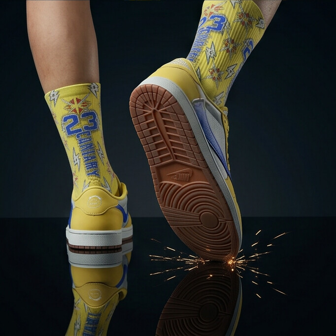 Matching Socks for Travis Scott x Wmns Jordan 1 Retro Low OG Canary Inspired Design