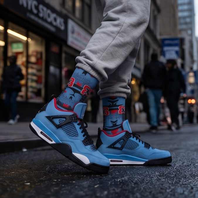 Matching Socks for Travis Scott x Jordan 4 Retro Cactus Jack Inspired Design