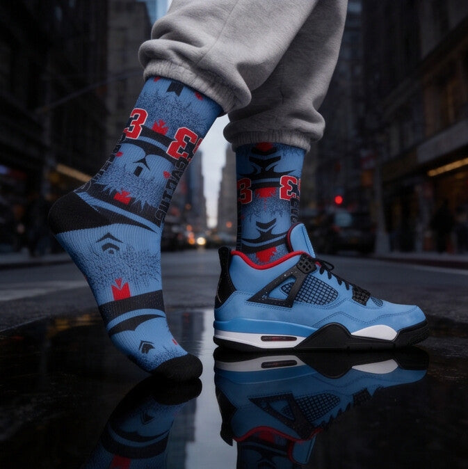 Matching Socks for Travis Scott x Jordan 4 Retro Cactus Jack Inspired Design