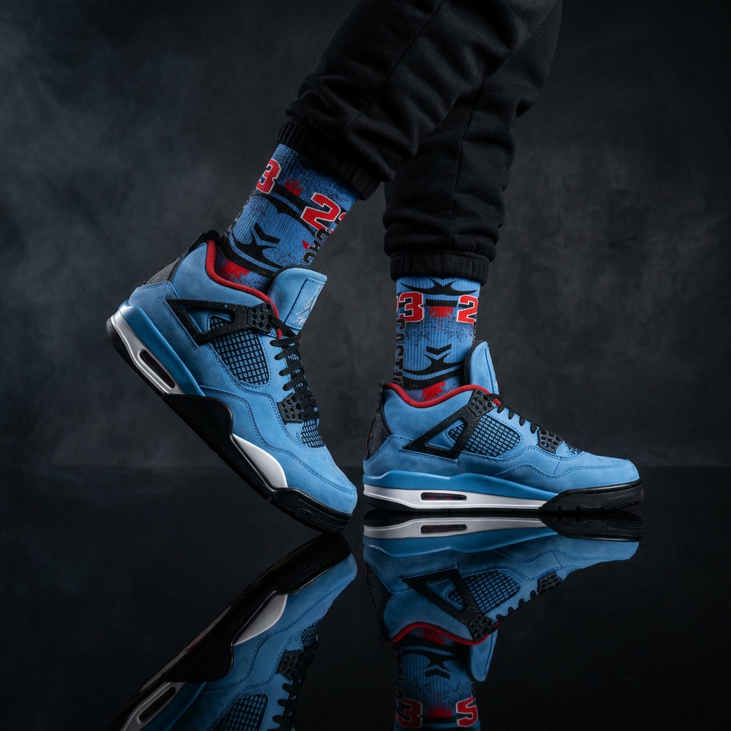 Matching Socks for Travis Scott x Jordan 4 Retro Cactus Jack Inspired Design
