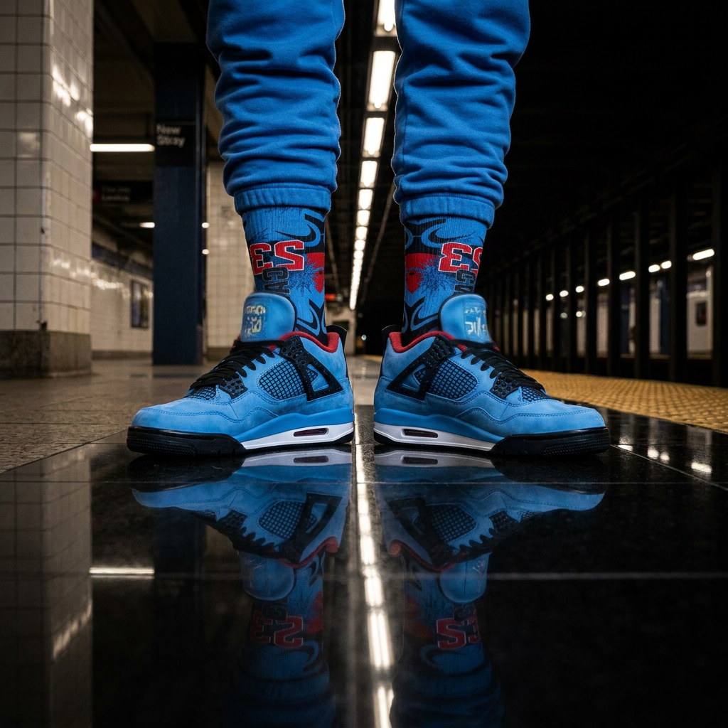 Matching Socks for Travis Scott x Jordan 4 Retro Cactus Jack Inspired Design