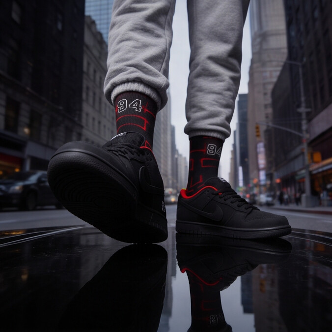 Dunk Low SB 'Black' Matching Socks