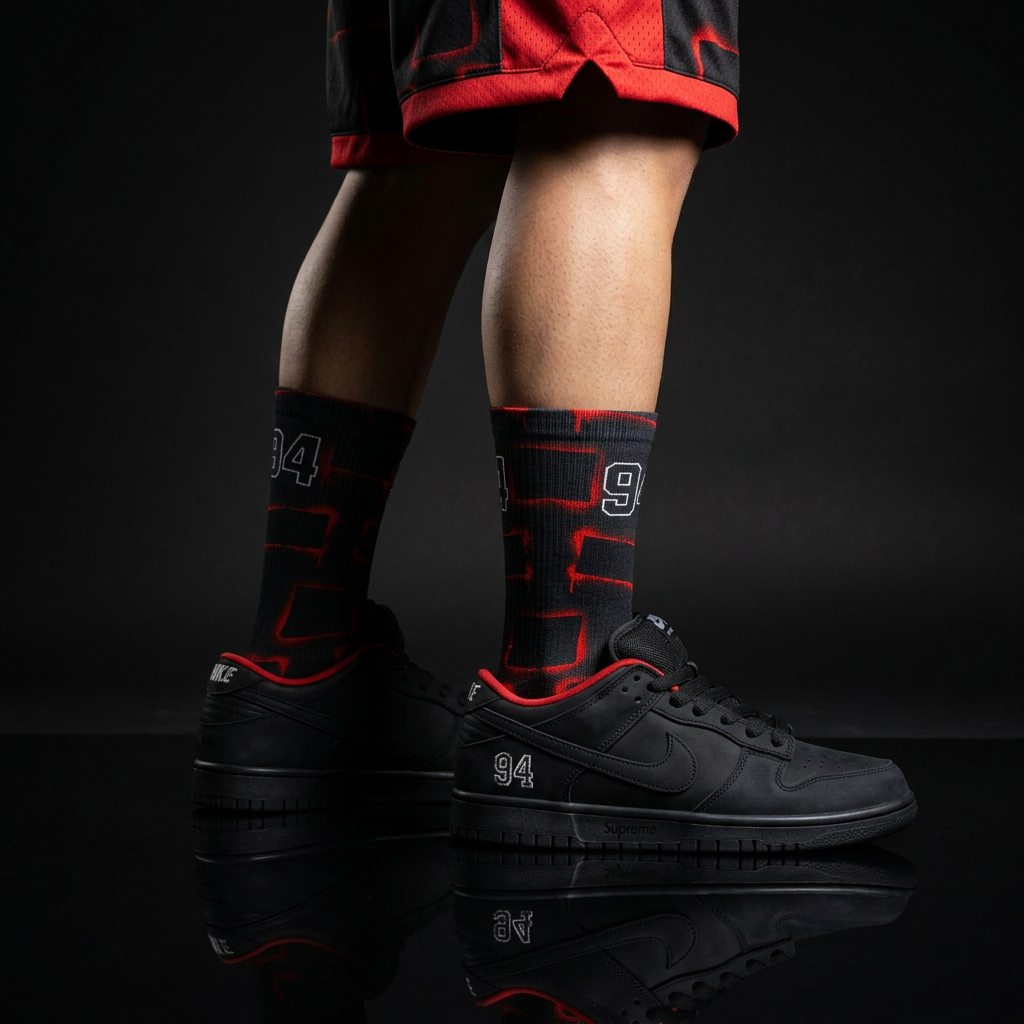 Dunk Low SB 'Black' Matching Socks
