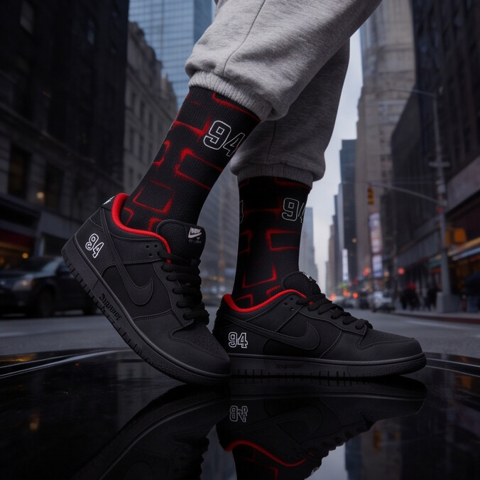 Dunk Low SB 'Black' Matching Socks