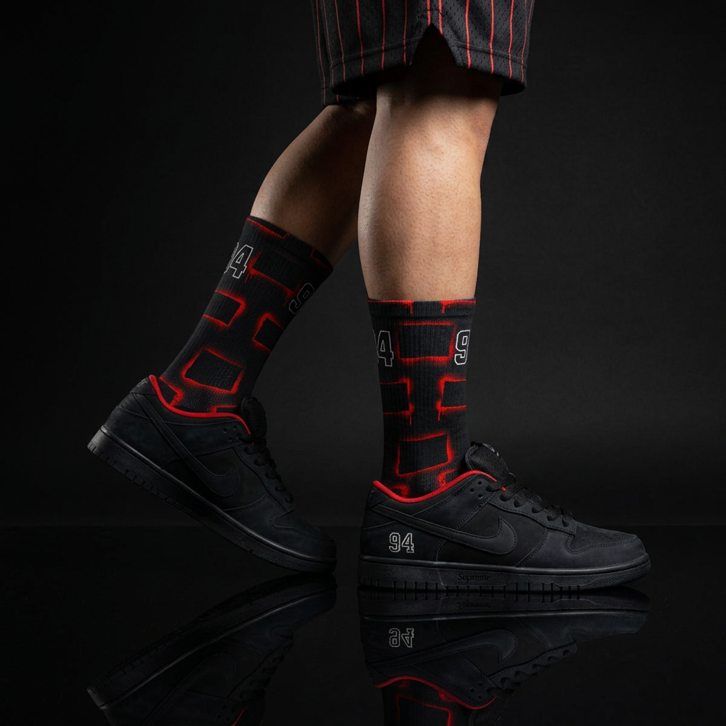 Dunk Low SB 'Black' Matching Socks