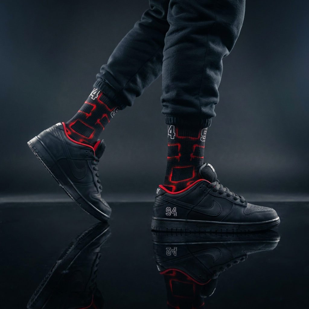 Dunk Low SB 'Black' Matching Socks