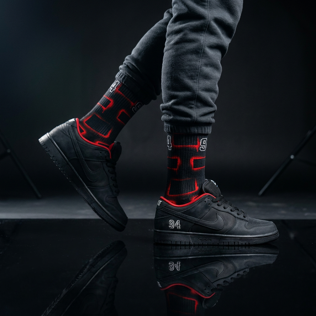 Dunk Low SB 'Black' Matching Socks