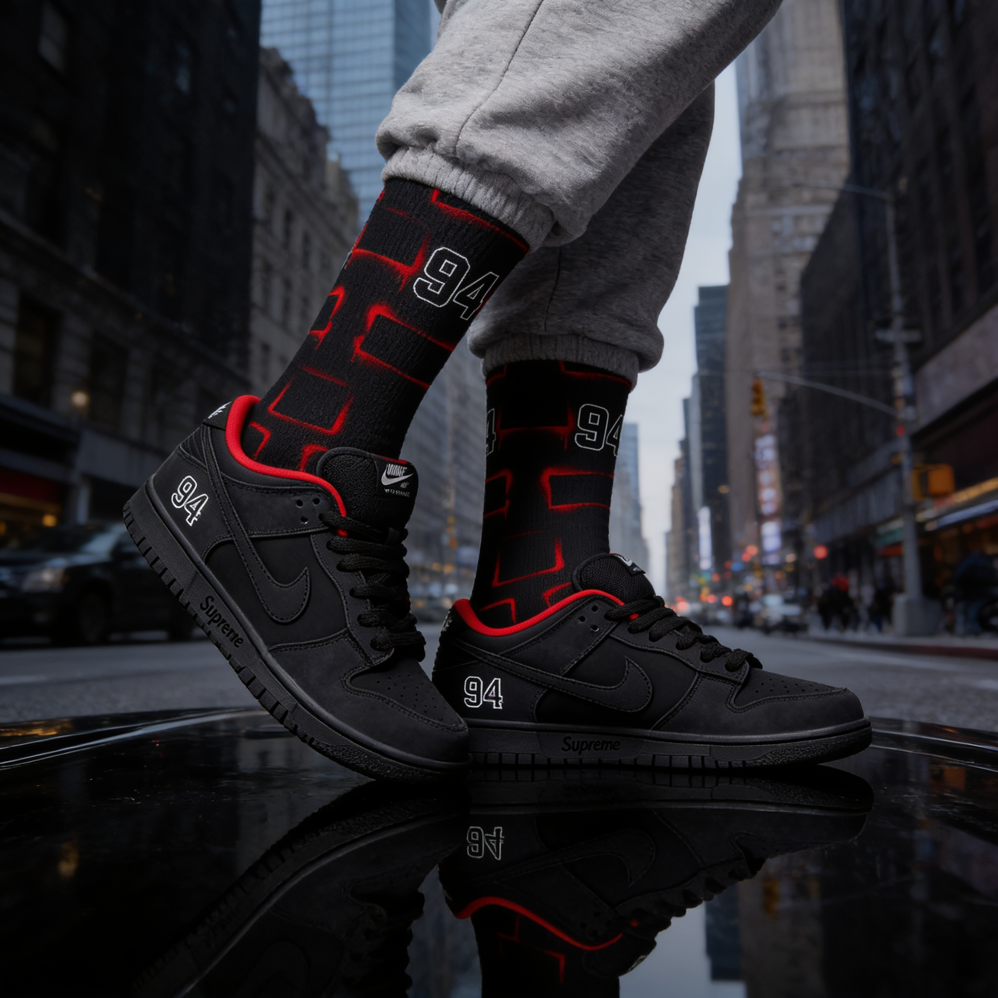 Dunk Low SB 'Black' Matching Socks