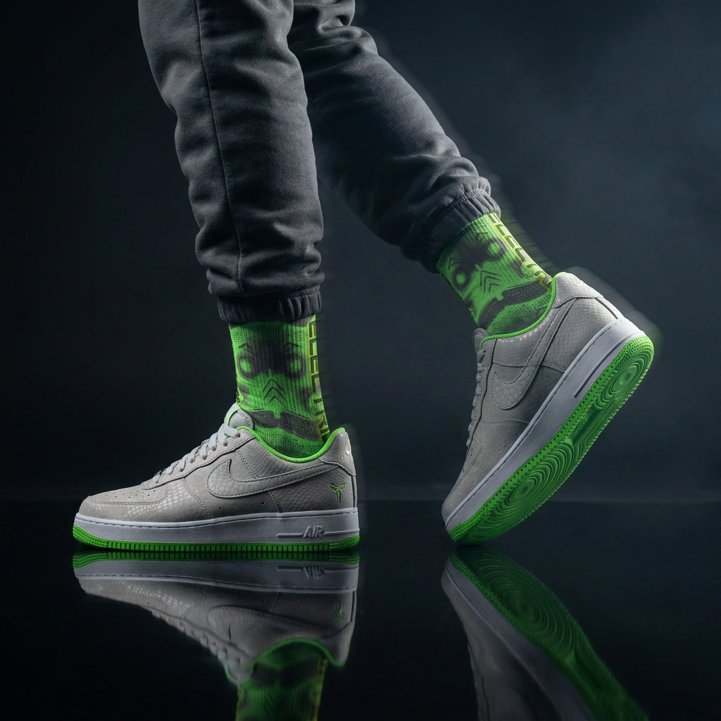 Kobe Nike Air Force 1 Low 'Electric Green' Matching Socks