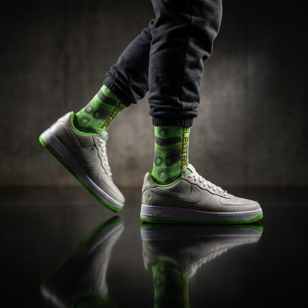 Kobe Nike Air Force 1 Low 'Electric Green' Matching Socks