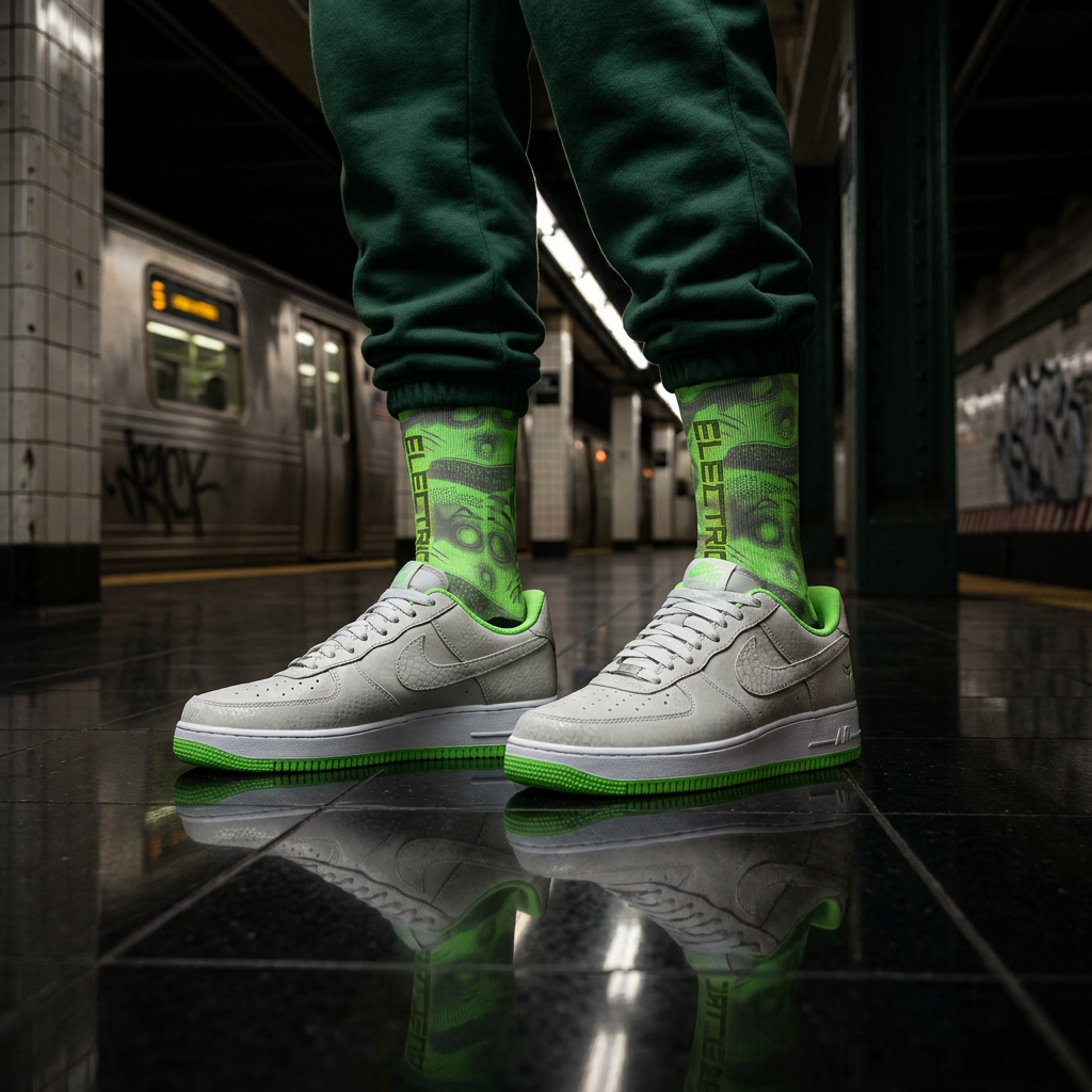 Kobe Nike Air Force 1 Low 'Electric Green' Matching Socks