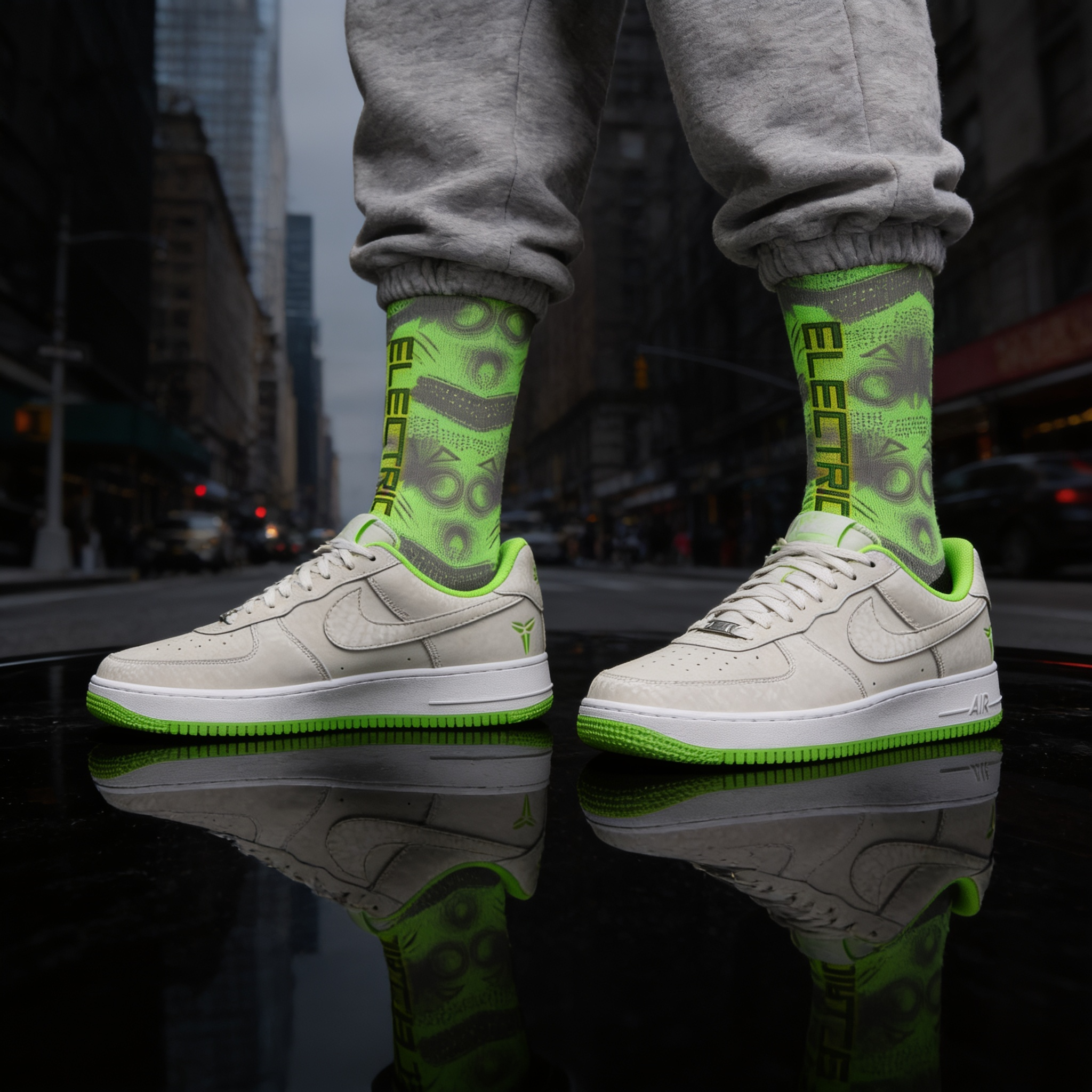 Kobe Nike Air Force 1 Low 'Electric Green' Matching Socks