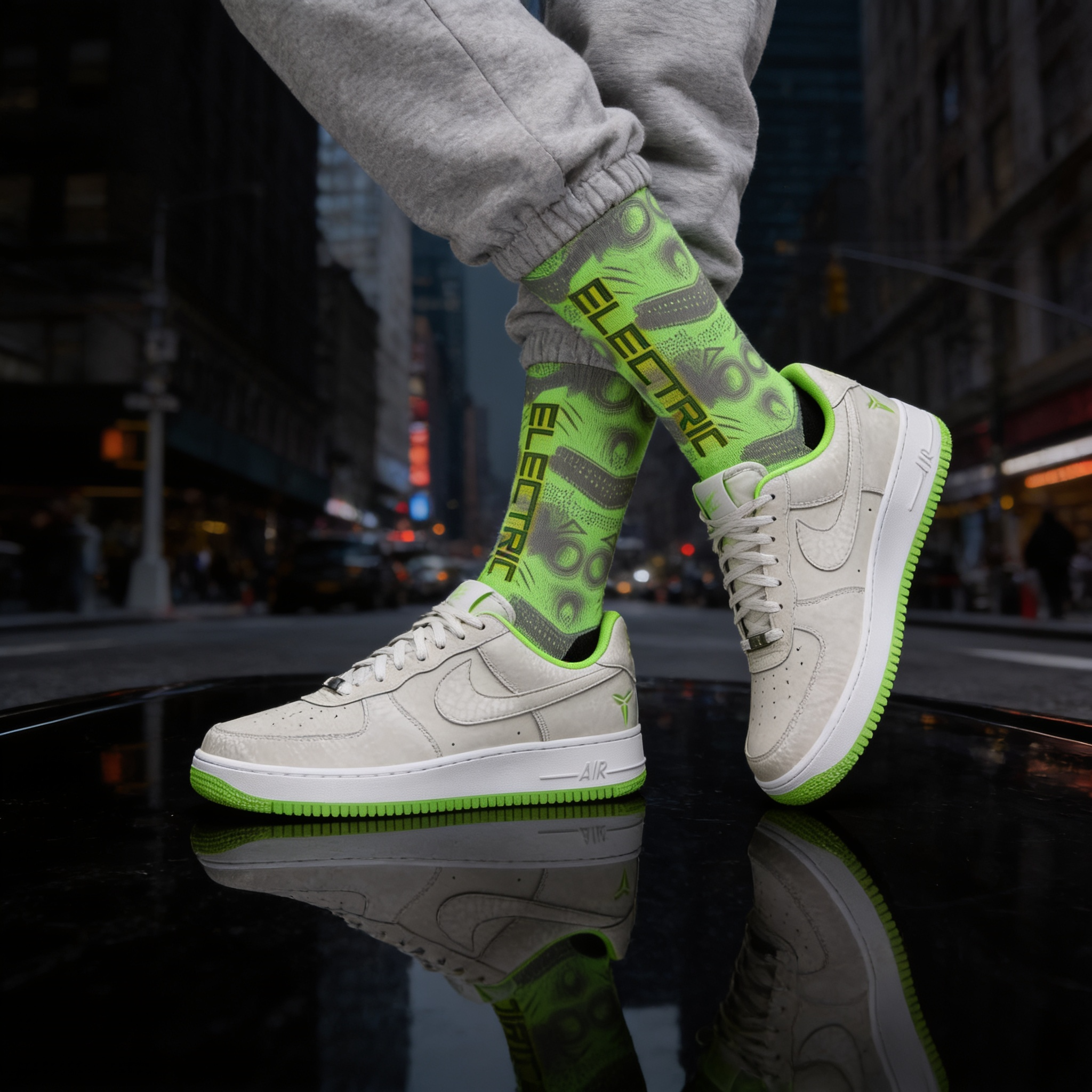 Kobe Nike Air Force 1 Low 'Electric Green' Matching Socks