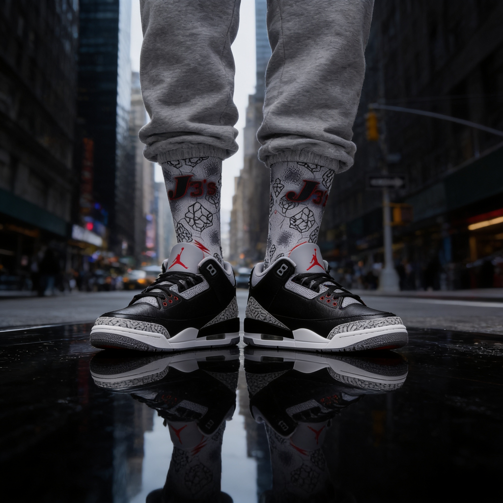 Nike Air Jordan 3 Retro OG Black Cement 2024 Matching Socks