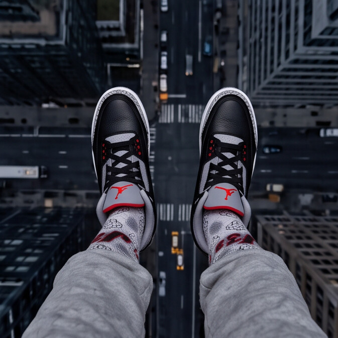 Nike Air Jordan 3 Retro OG Black Cement 2024 Matching Socks