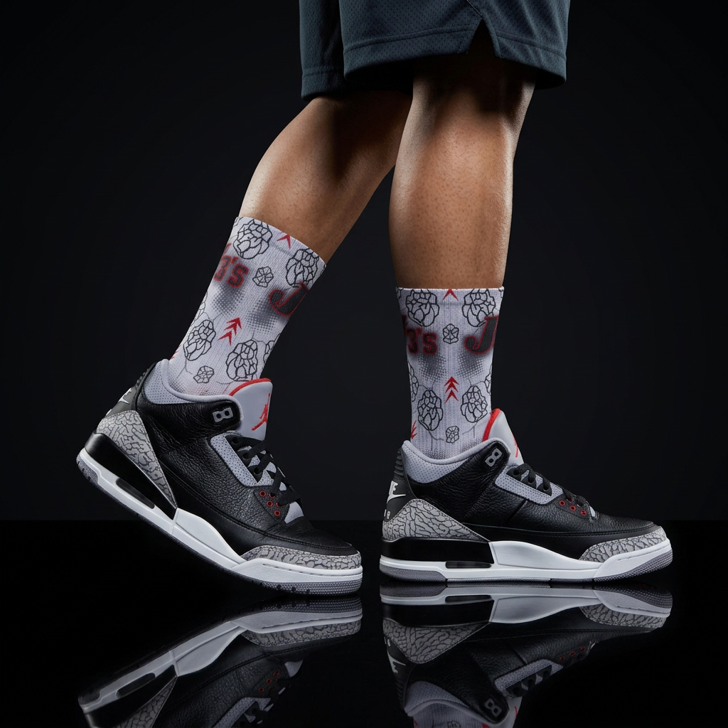 Nike Air Jordan 3 Retro OG Black Cement 2024 Matching Socks
