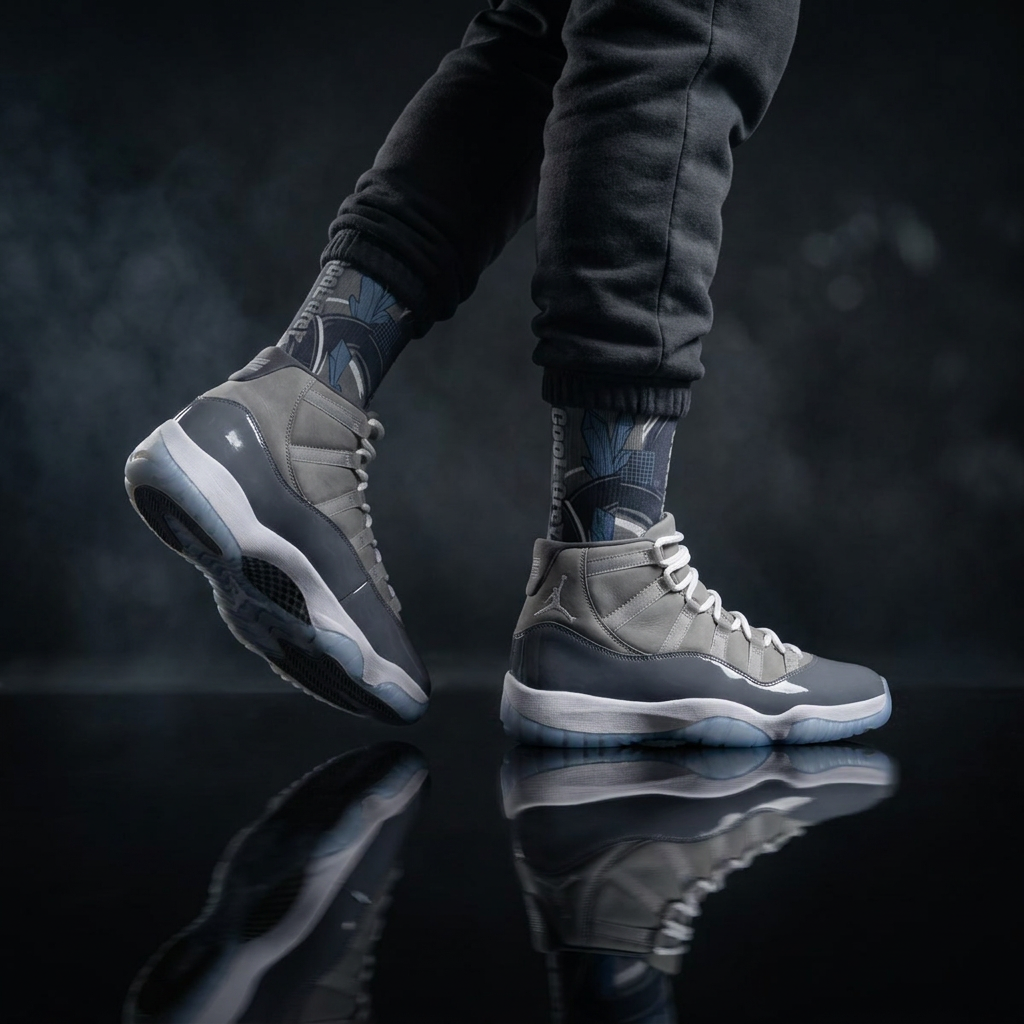 Nike Air Jordan 11 Retro 'Cool Grey' 2021 Matching Socks
