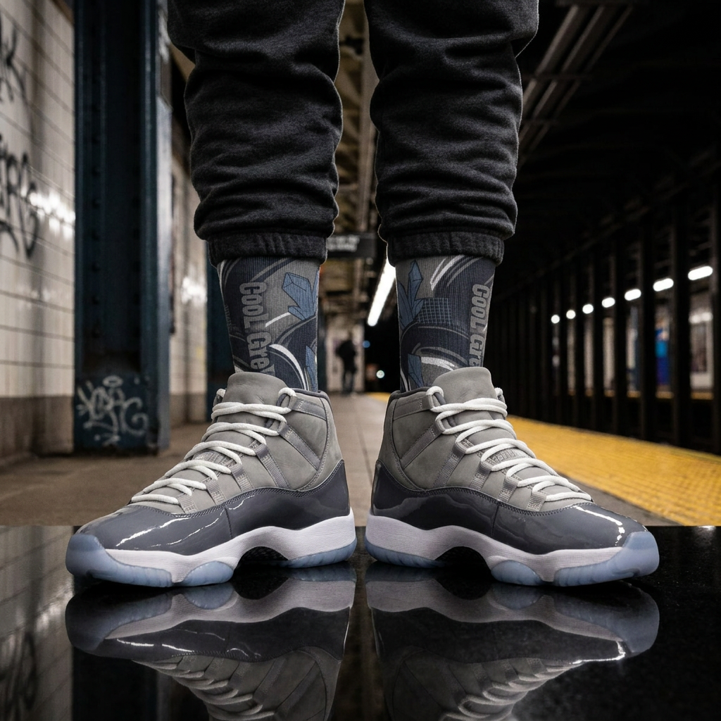 Nike Air Jordan 11 Retro 'Cool Grey' 2021 Matching Socks